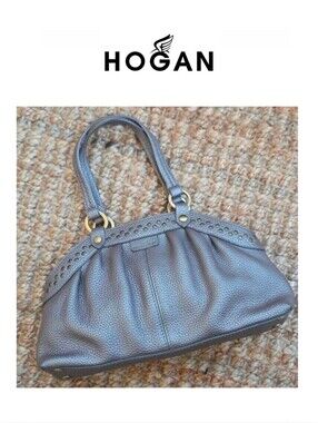 {HOGAN} Pebble Leather Gray Handbag